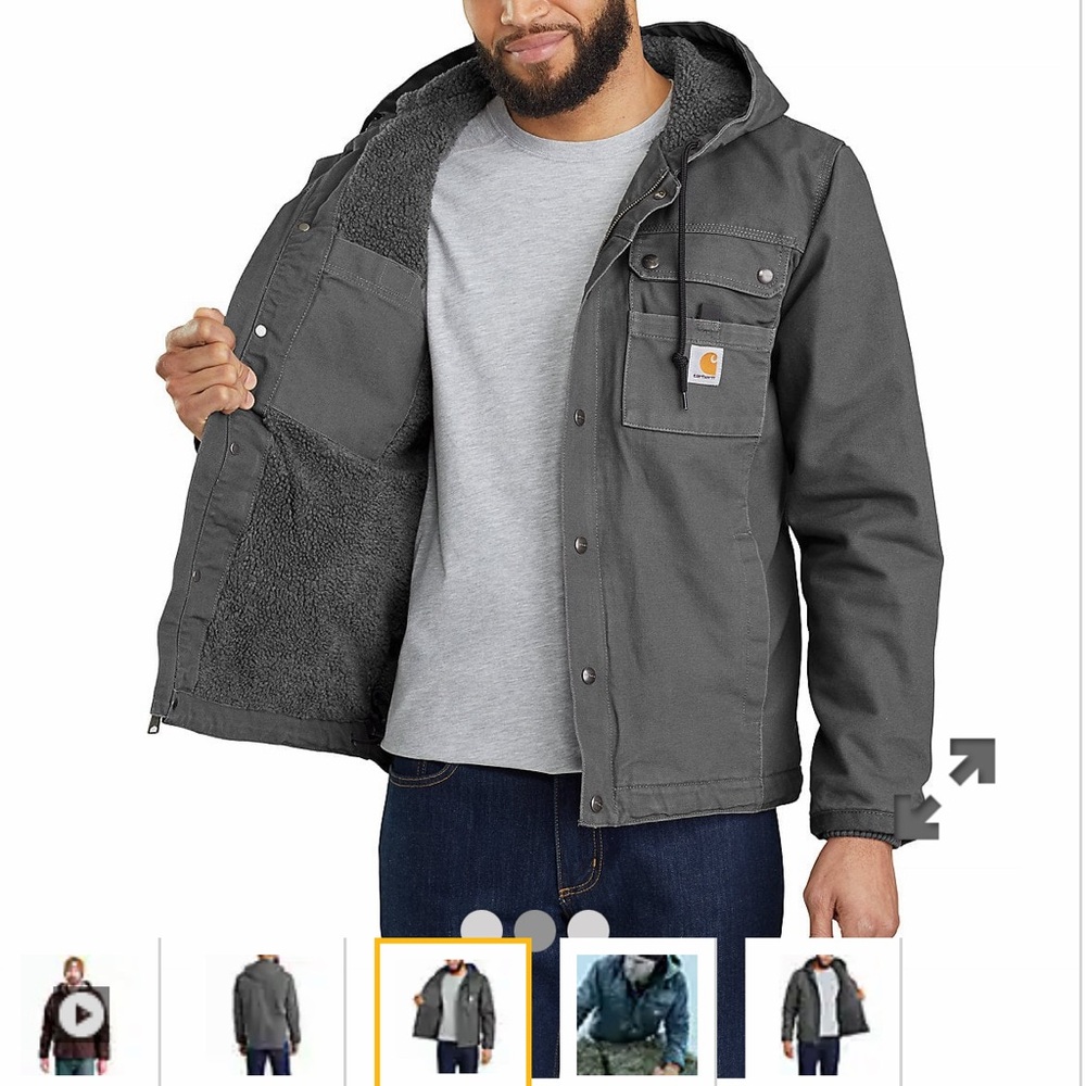 Mens Carhartt Sherpa Lined Jacket in Grey size M - Picture 5 of 7